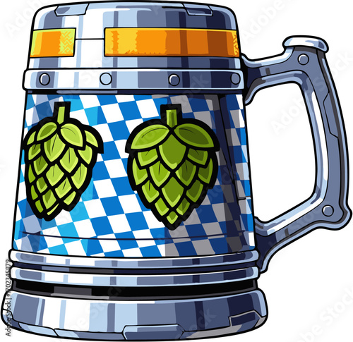 Steampunk Beer Stein Bavarian Hops Design