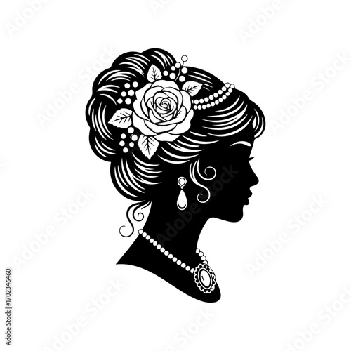 Stylish Woman Silhouette with Decorative Hairstyle
