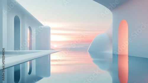 Modern Minimalist Pool Sunset Architecture