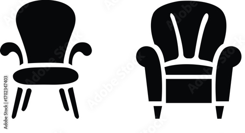 Chair icon set .Chair and Seating icons silhouettes vector design template. modern soft fabric office arm chairs, Dining Table Vector Line Icon office chair icons ergonomic designs