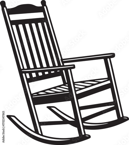 Black and white rocking chair illustration furniture