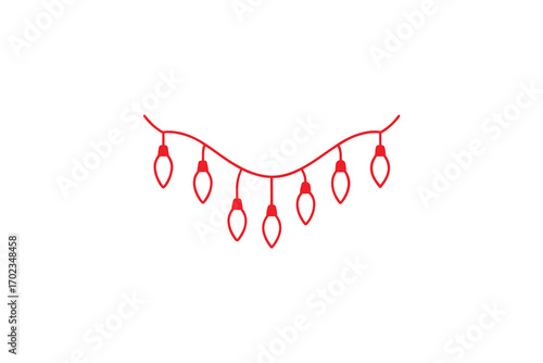 string lights hanging gracefully against white background silhouette