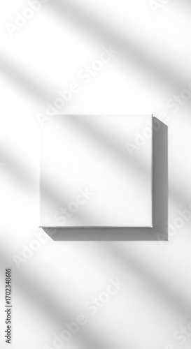 Minimalist White Packaging Box with Diagonal Shadow Overlay