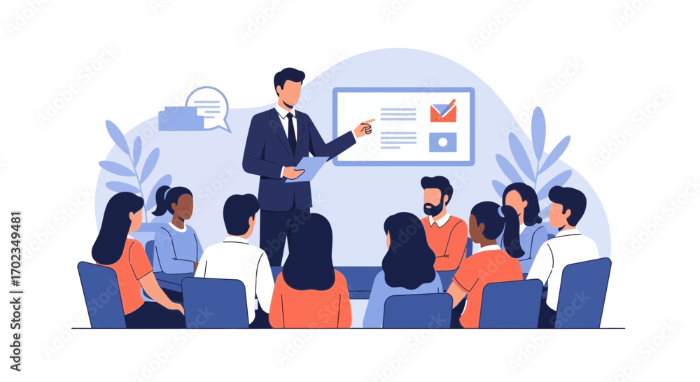 Business Professionals Engage In Presentation Skill Techniques For Success And Advancement