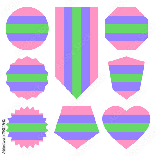 Set of shapes with Trigender pride flag colors.Vector illustration.