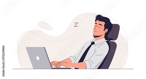 Businessperson Napping At Work Shows Exhaustion, Burnout, Or A Long And Strenuous Day