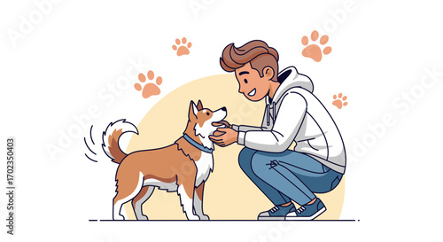 Affectionate Bond: Human Interacting With A Happy Dog In Playful Moment