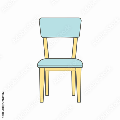 Wallpaper Mural A simple, front-facing illustration of a light blue and yellow wooden chair with a minimalist design. Torontodigital.ca
