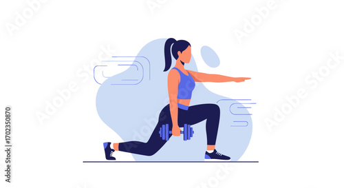Animated Fitness Concept Depicting Women Exercising And Utilizing Dumbbells For Body Shaping
