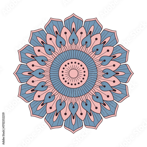 Elegant floral mandala design element, perfect for sophisticated creative projects and serene spiritual art
