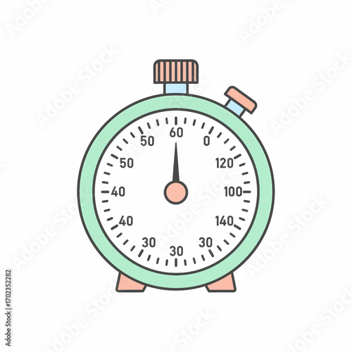 Pastel green stopwatch showing zero, ready to time.