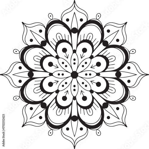 Elegant mandala design for coloring books, tattoos, henna art, and creative projects