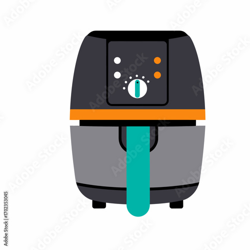 A modern air fryer appliance illustrated in a flat, minimalist style with a white background.