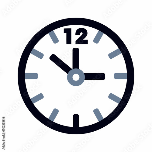 A simple and clean illustration of a clock face showing time.
