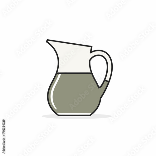 A minimalist line art icon of a white and grey pitcher jug filled with a beverage on a white background.