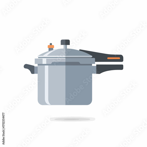 Flat illustration of a modern pressure cooker, showing its metallic body and handles.