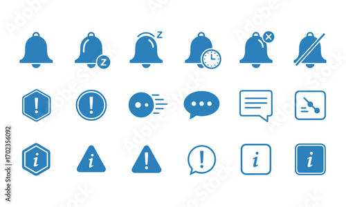 Notification Icons, Alert Symbols, Digital Communication, Graphic Design, Modern Interface, Informative Visuals