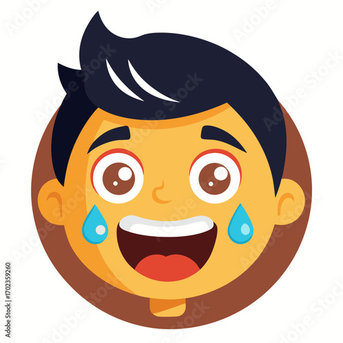 Joyful face emoji laughing tears icon symbol internet communication digital media expression