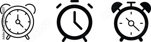 Alarm Clock, Time, Schedule, Wake Up, Bell, Reminder, Timer Icon Set