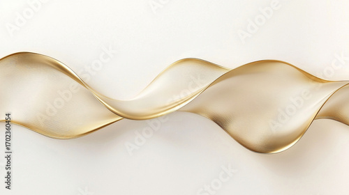 Smooth golden abstract waves with soft metallic shine on a light background, generative AI