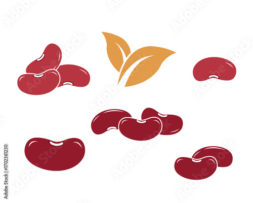 Beans and Leaves Logos – Vector Illustration of Legumes and Foliage
