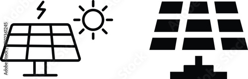 Alternate Solar Panel Icon Set – Energy, Power, Electricity, Renewable, Green, Sun, Technology