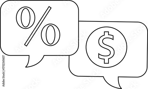 dollar chat icon and percent icon with white background