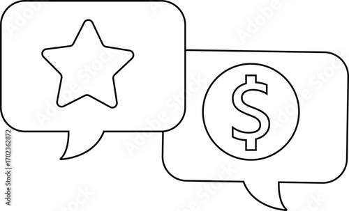 dollar chat icon and star icon with white background