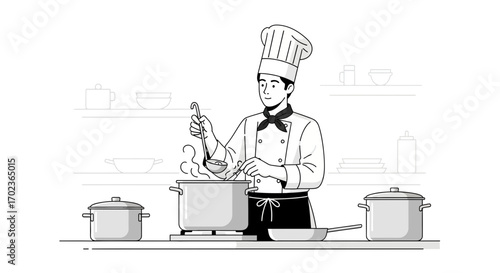 Cook Culinary Symphony: A Chef's Serene Artistry in the Modern Kitchen Realm