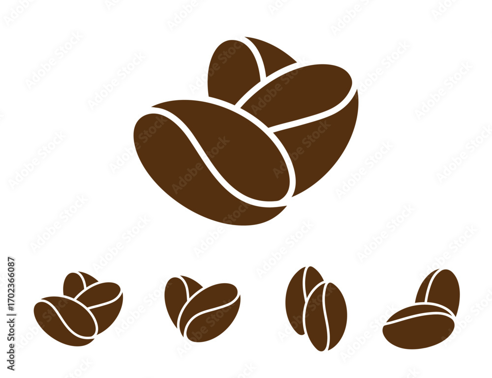 Obraz premium Coffee Bean Vector Set – Coffee and Beverage Illustration