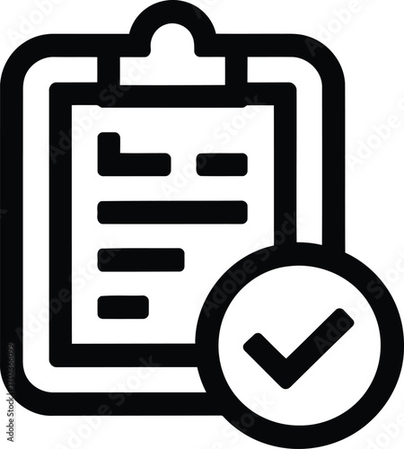 Completed Checklist Icon Illustrating Task Management Approval Process With Document and Checkmark Symbol Showing Correctness and Verification for Project Sign Off