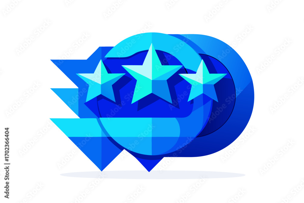 Obraz premium Flat vector illustration of a hand holding a review card with three stars, symbolizing customer feedback, service quality, product rating, client satisfaction, and business credibility. Perfect for we