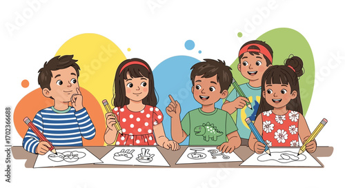 Creative Minds At Work: Students Expressing Their Artistic Abilities With Pencilsand Paper