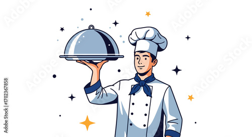 Culinary Professional Displaying Gourmet Meal Under Lid Ready For Fine Dining Experiences