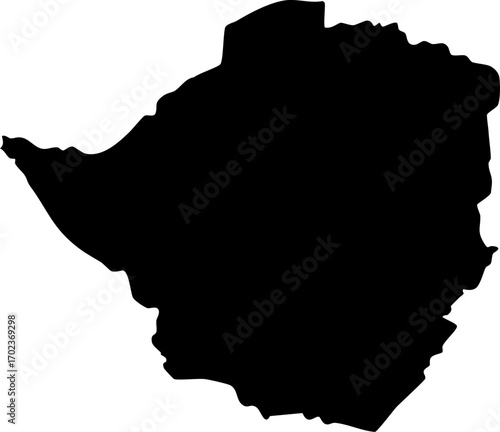Zimbabwe country silhouette black map outline isolated on white background