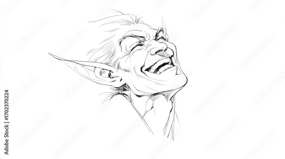 Obraz premium Elated Fantasy Character with Elfin Features and Expressive Smile