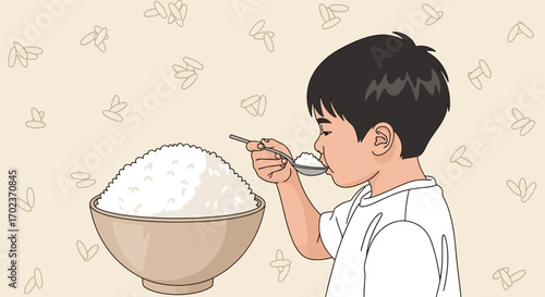 Child Relishing Rice: A Wholesome Illustration of Nutrition and Nourishment