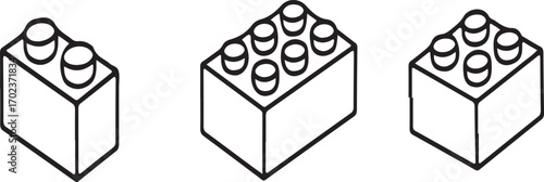 Three Black and White Outline Building Blocks toy blocks construction