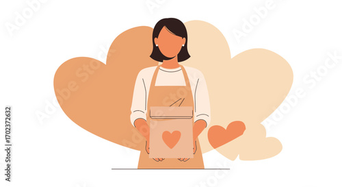 Female Holding Gift Box With Heart Symbol Illustrating Love And Kindness Generosity