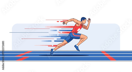 Dynamic illustration of an athlete sprinting on a track to demonstrate speed and power