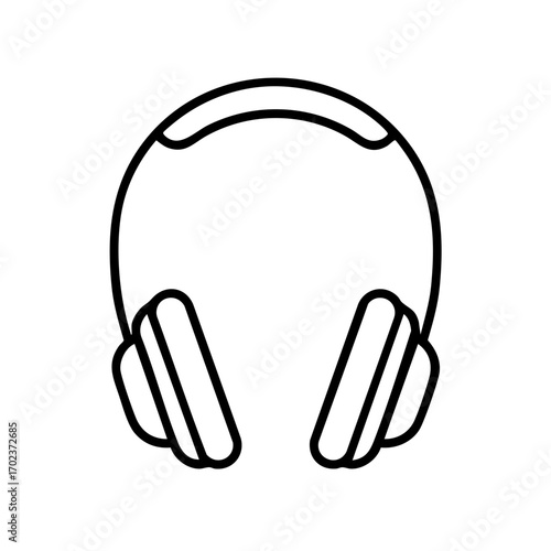 Minimalist black outline icon of over-ear headphones for audio and music
