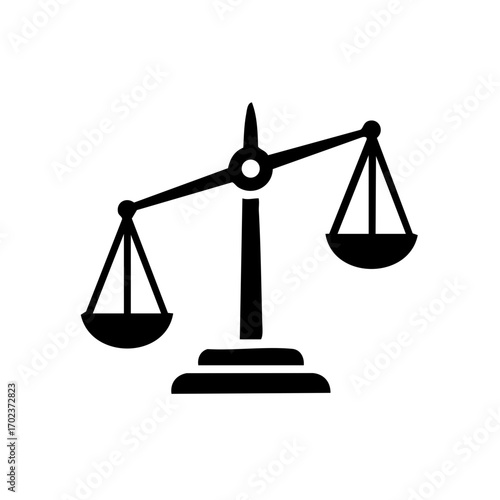 Classic black icon of a tilted balance scale representing imbalance