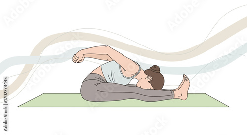 Flexible Woman in Yoga Pose Demonstrating Stretching and Mindfulness Beautifully Captured