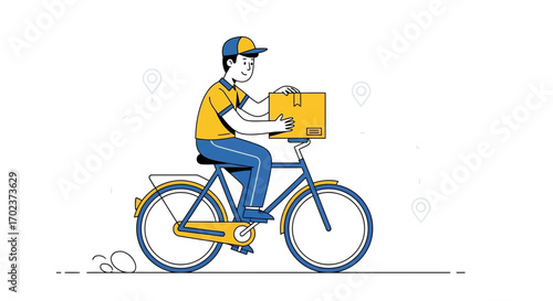 Efficient Courier Delivers Package Via Bicycle, Representing Quick Delivery Services