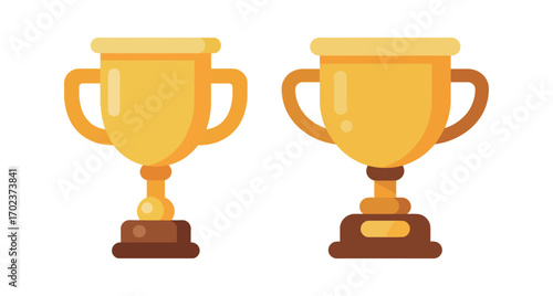 A pair of golden trophies, symbolizing achievement, success, victory, reward, and a winning performance or competition.