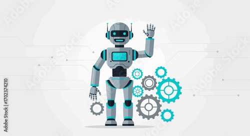 Futuristic Robotic Design with Engineering Elements and Digital Interface Technology