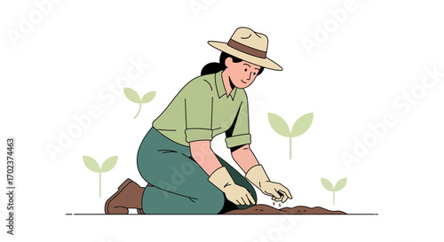 Gardener Planting Seeds In The Soil For Cultivation and Sustainable Growth