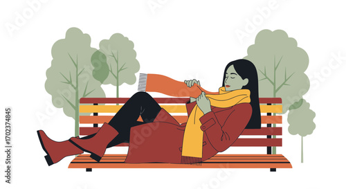 Enchanting Autumn Scene Featuring Relaxation and Warmth with Stylish Accents