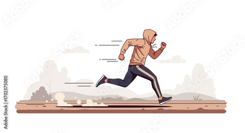 Energetic Athlete Sprinting With Speed Under A Clear Sky and Embracing The Fitness