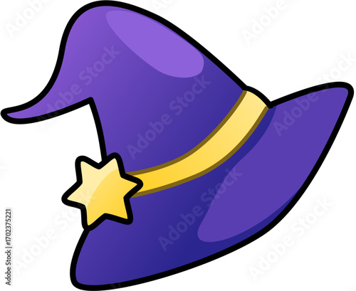 Purple Witch Hat Magic Cartoon Icon